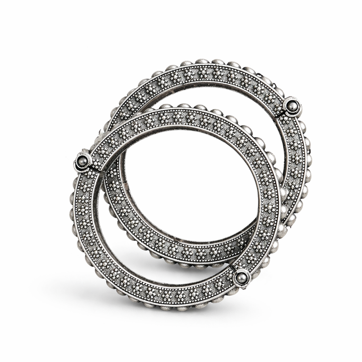 Oxidised Silver Classic Kada Bangles for Women  | Elegant Traditional Ethnic Jewellery