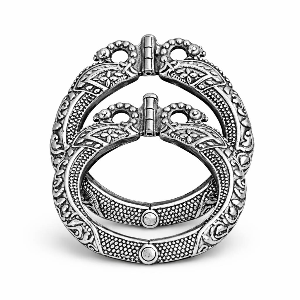 Oxidised Silver Traditional Kada Bangles for Women  | Ethnic Vintage Design