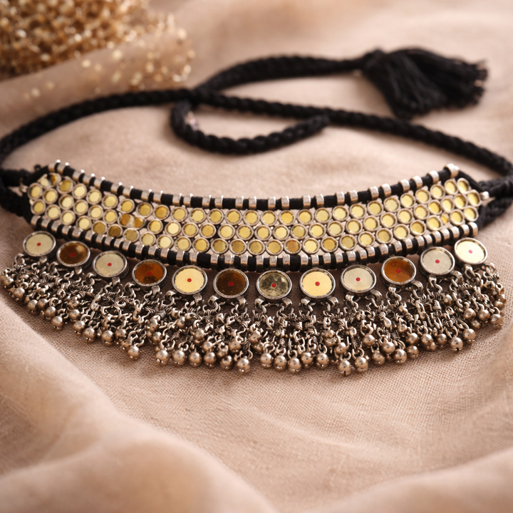 Golden Mirror Oxidised Statement Choker